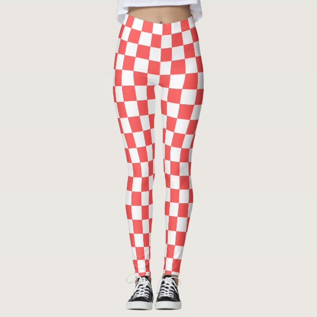 Leggings Damier rouge corail classique (Devant)