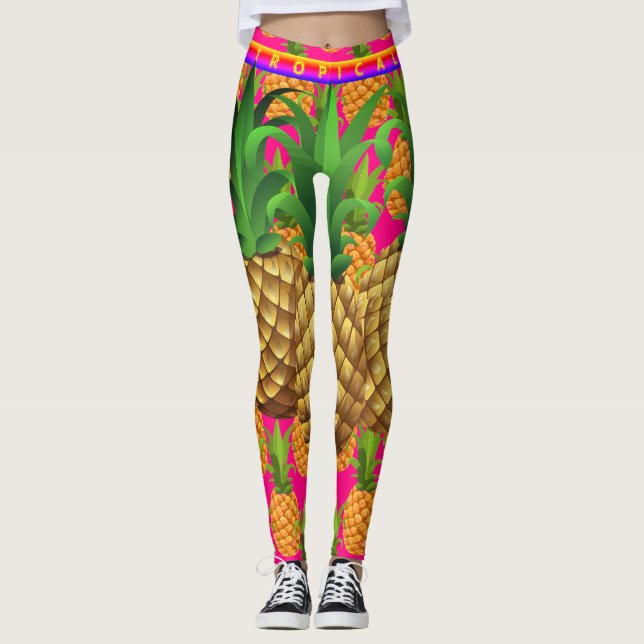 Leggings d'ananas rose chaud (Devant)