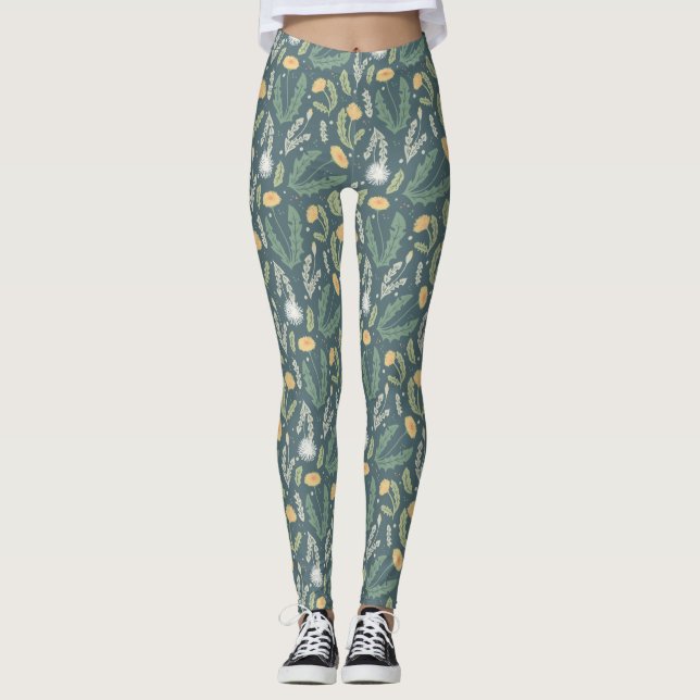 Leggings Dandelion Floral Weed Motif (Devant)