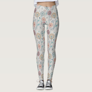 Leggings Dandelion Whimsical - Rouge, Jaune, Blanc & Turquo