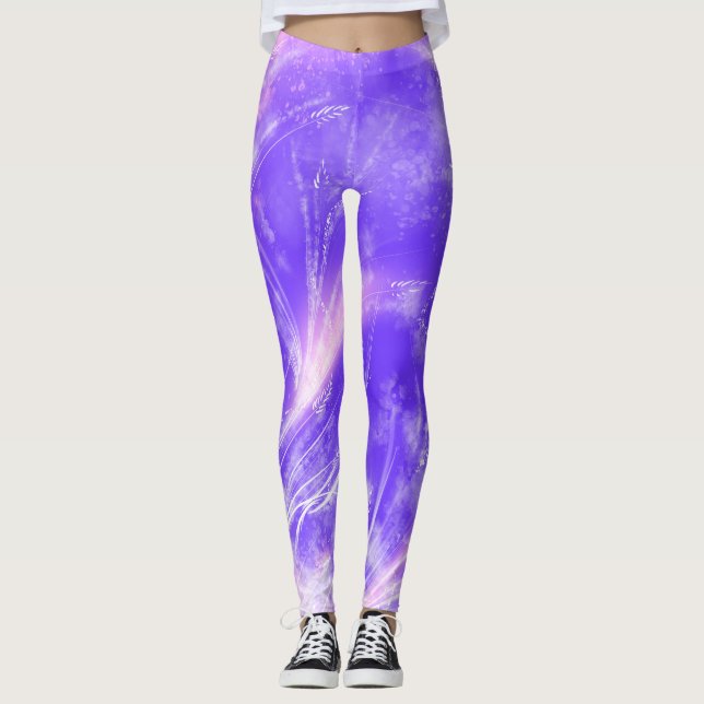 Leggings Dandelions Abstraits et lucioles Violet (Devant)