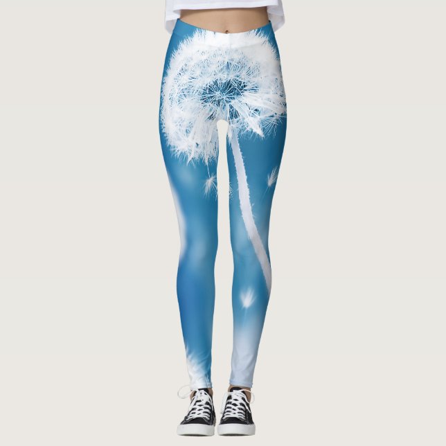 Leggings Dandelions Graines : Bannière Florale d'été (Devant)