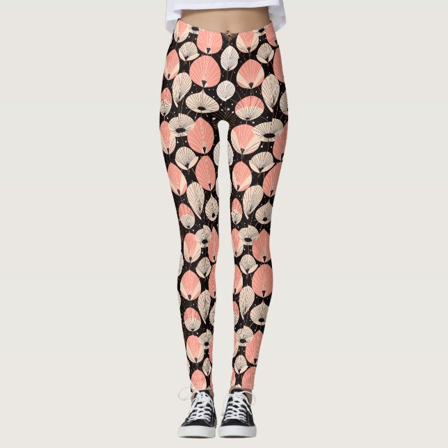 Leggings Dandelions -Mi-siècle- Design moderne rétro (Devant)
