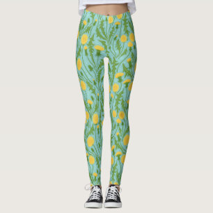 Leggings Dandelions, vert, jaune et bleu