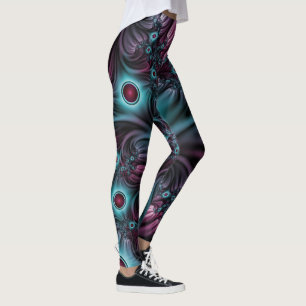 Leggings Dans la profondeur Bleu rose Abstrait Fractal Art