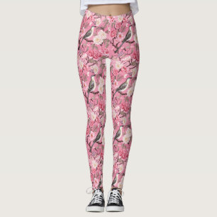 Leggings Dans les fleurs de cerisier Chinoiseries roses Leg