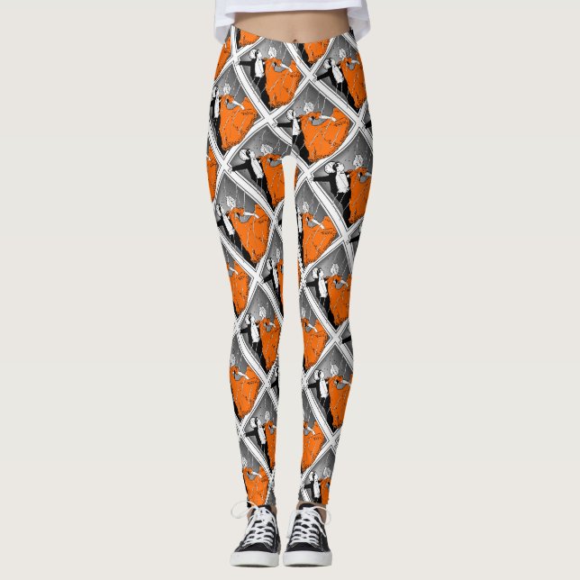 Leggings Danse Couple Ballroom Rétro Imprimer (Devant)