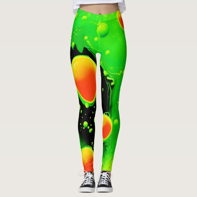 Leggings Danse de bulles néon électriques (Devant)