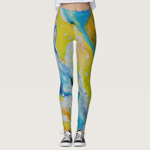 Leggings danse fluide jaune bleu abstrait