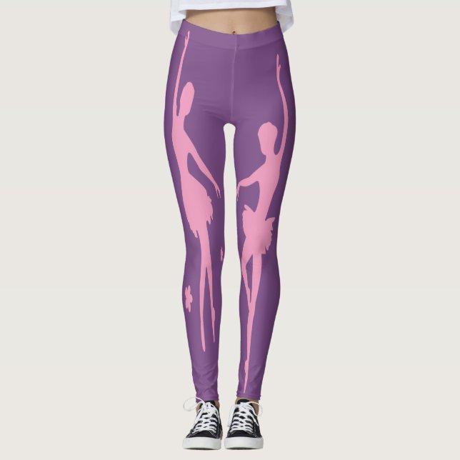 Leggings Danseurs De Ballet Silhouette Rose Sur N'Importe Q (Devant)