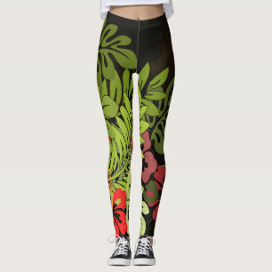 Leggings Danseuses de hula vintage d'Hawaï Palmier Tiki rét