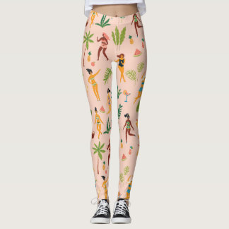 Leggings Danseuses, motif feuille de palmier.