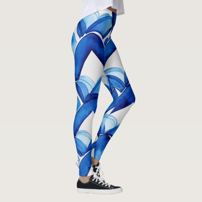 Leggings d'aquarelle bleu Abstrait (Droite)