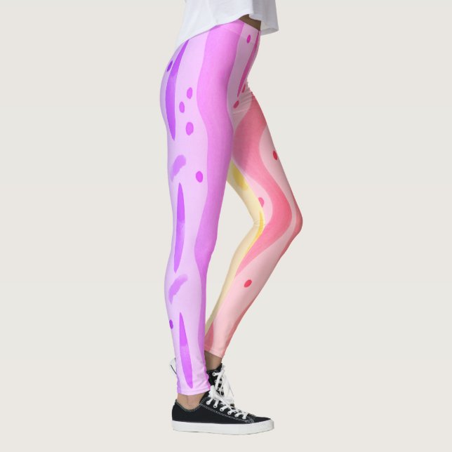 Leggings D'Aquarelle Rose Et Violet (Droite)