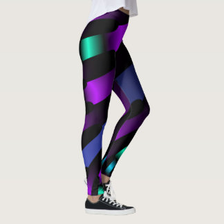 Leggings Dark beautiful colors neon glowing ribbon stripes