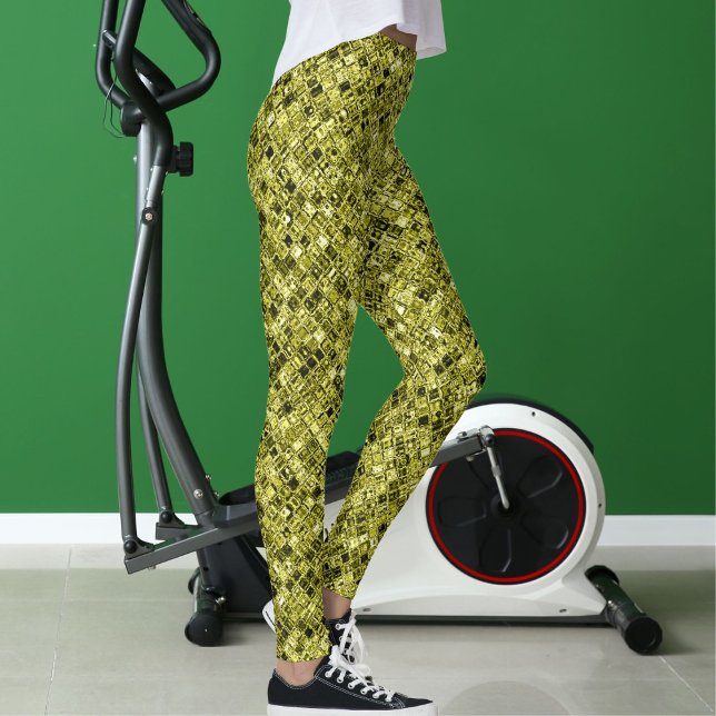 Leggings Dark Brown Pastel Grey Yellow Glitter Pattern Gift (Créateur téléchargé)