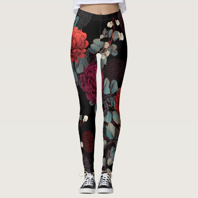 Leggings dark flower (Devant)