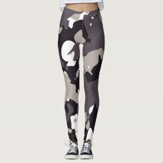 Leggings Dark Gray Black And White Camouflage PatteLeggings