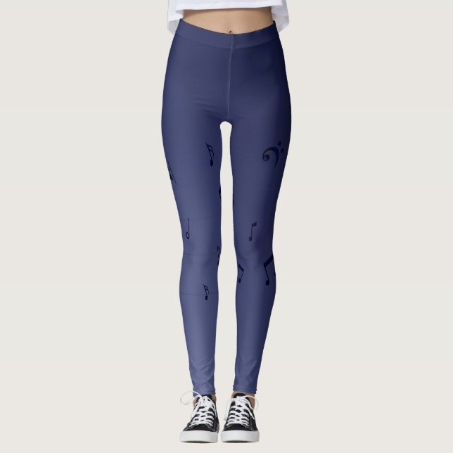 Leggings Dark Ombre Musical Notes marine (Devant)