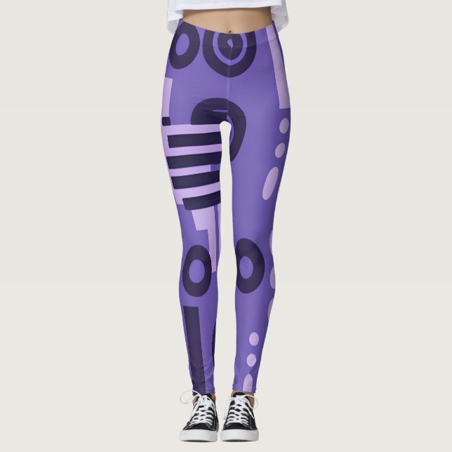 Leggings d'art Abstrait dans les tons violets (Devant)