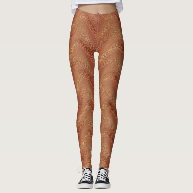 Leggings d'art Abstraits à bandes ondulées (Devant)