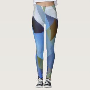 Leggings d'art bleu Abstrait géométrique