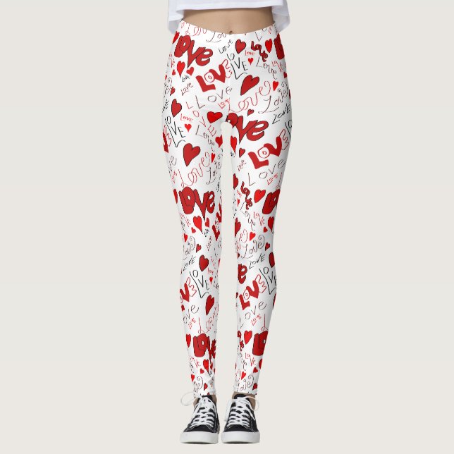 Leggings d'art de texte d'amour (Devant)