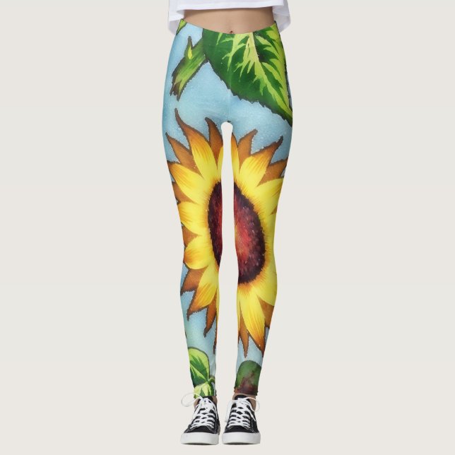 Leggings d'art floral de tournesol géant (Devant)