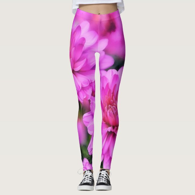 Leggings d'art floral rose (Devant)