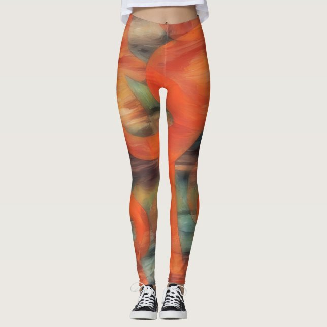 Leggings d'art orange et ambre (Devant)