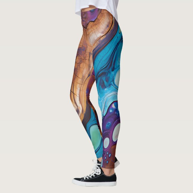 Leggings d'art violet turquoise (Gauche)