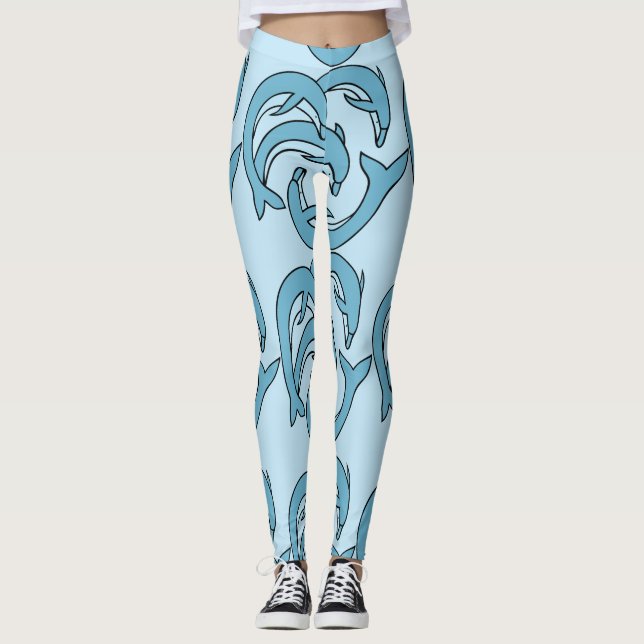 Leggings Dauphins bleus entourant Thunder_Cove (Devant)