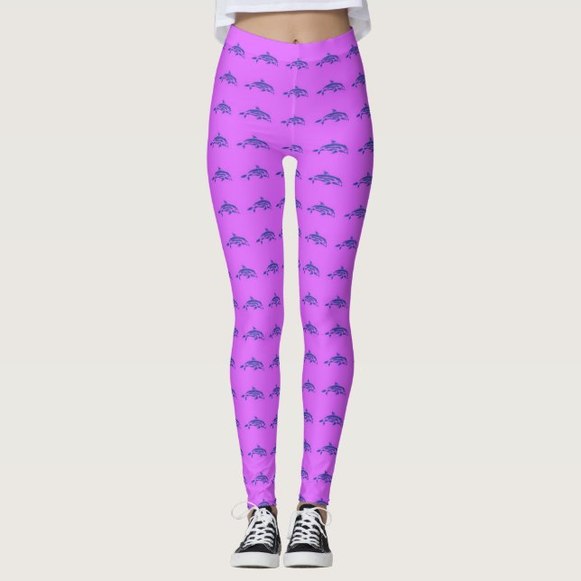Leggings dauphins bondissant violet (Devant)