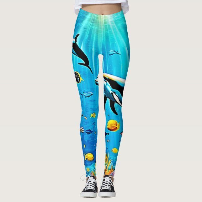 Leggings Dauphins et récif : Joie sous-marine (Devant)