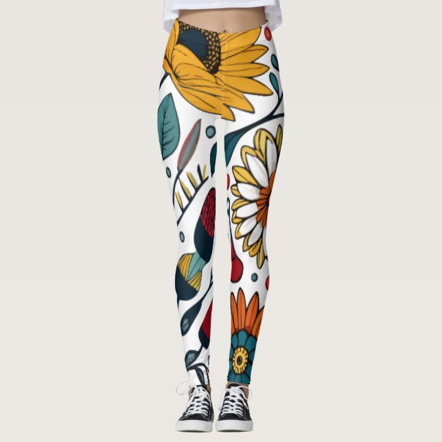 Leggings Dazzling Daisy Delight : Un Favori Floral Fashion (Devant)
