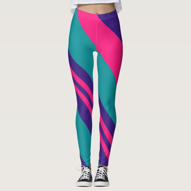 Leggings de bloc de couleur à tourbillon abstrait  (Devant)