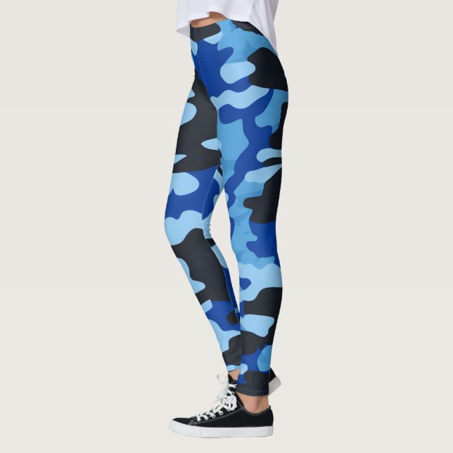 Leggings de Camo Bleu Noir - Pantalons de Yoga Tac (Gauche)