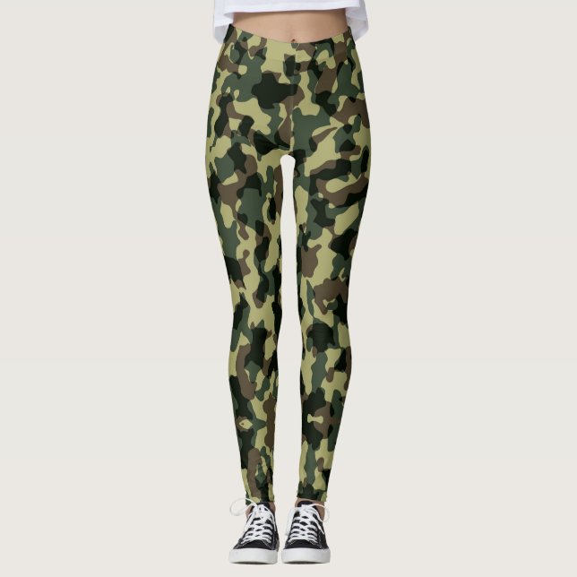 Leggings de camouflage vert olive (Devant)