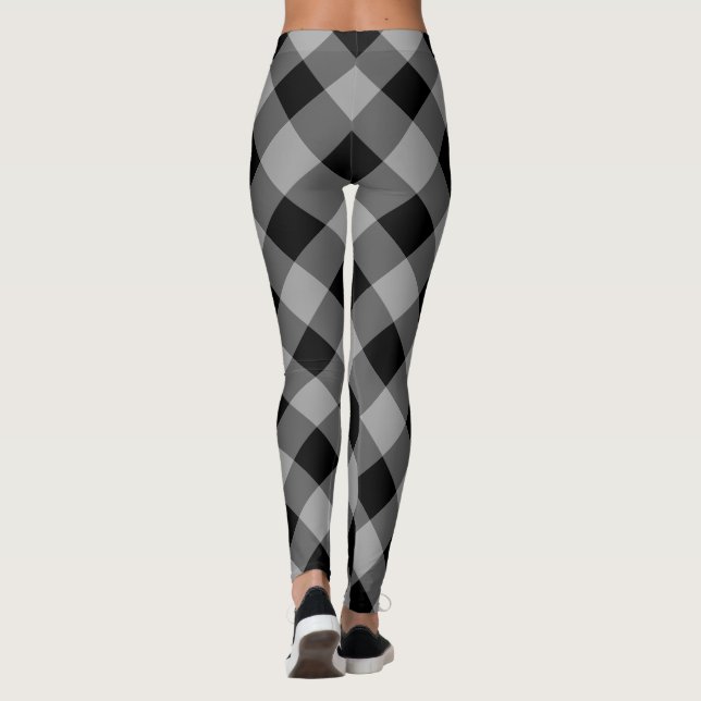 Leggings de chèques noirs et gris (Dos)