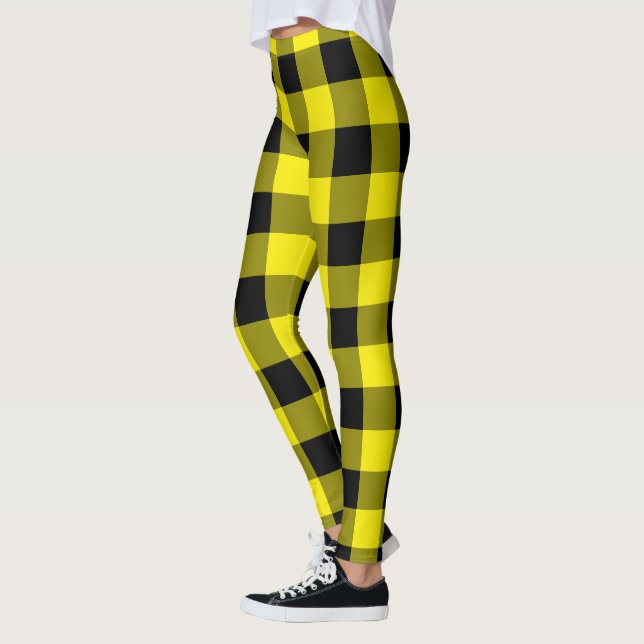 Leggings de chèques noirs et jaunes (Gauche)
