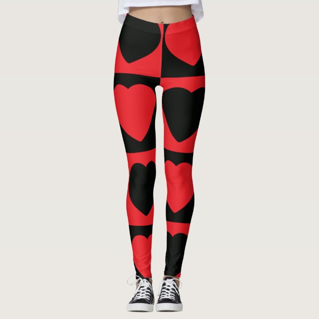 leggings de coeur noir et rouge (Devant)
