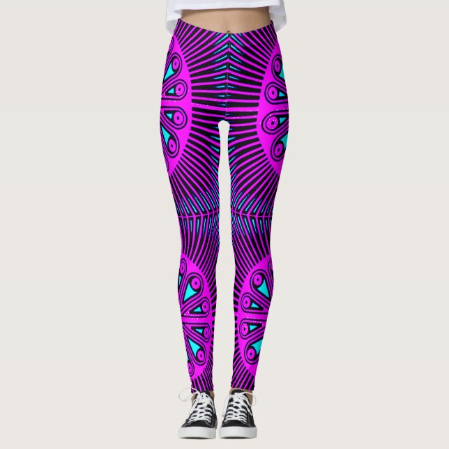 Leggings de conception 3D numérique colorés – Ajus (Devant)
