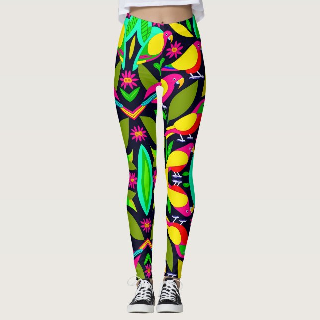 Leggings de conception de perroquets (Devant)