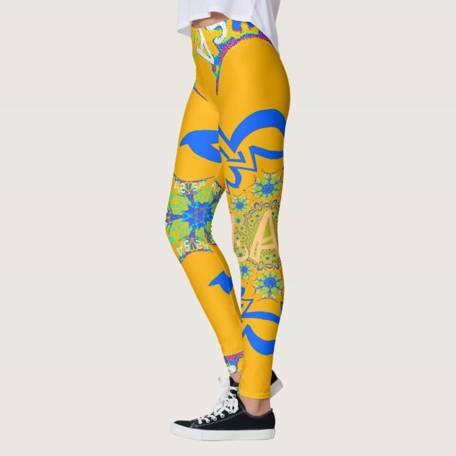 Leggings de conception Florale Jaune Cool sur mesu (Gauche)