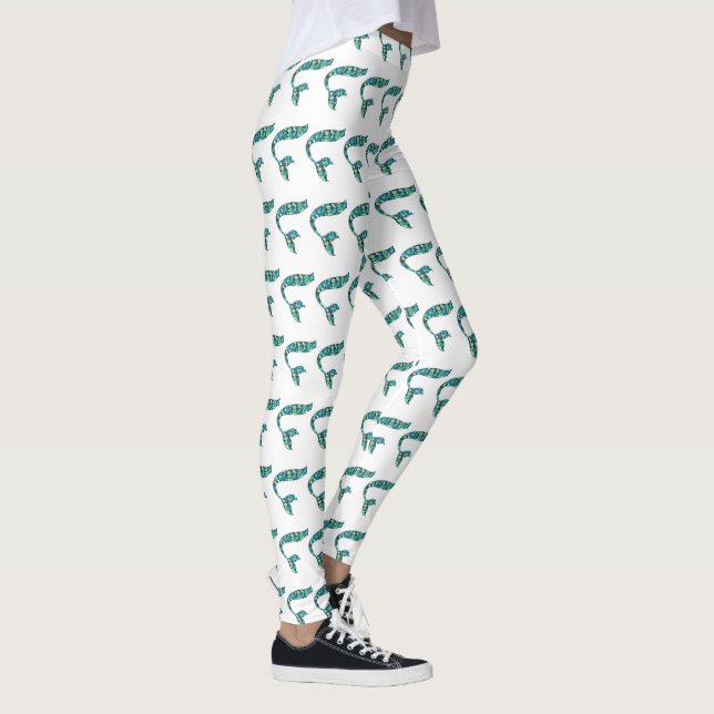 Leggings de contes de sirène blanc et vert (Droite)