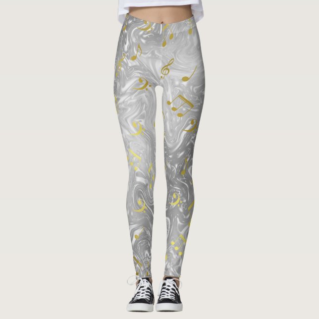 leggings de couleur argent et or notes élégantes (Devant)