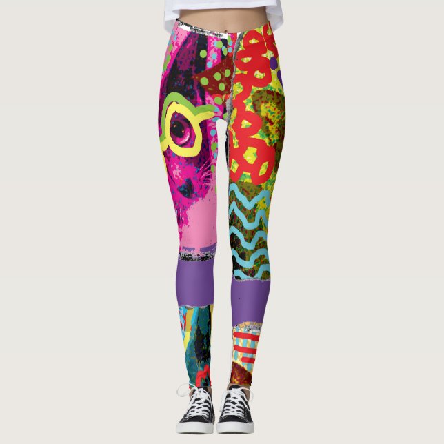 Leggings de Crazy Cat Pop Art (Devant)