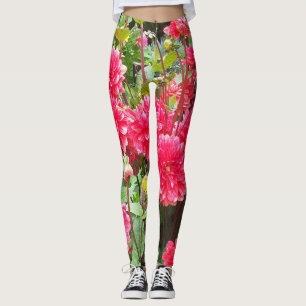 Leggings de dahlias roses profondes