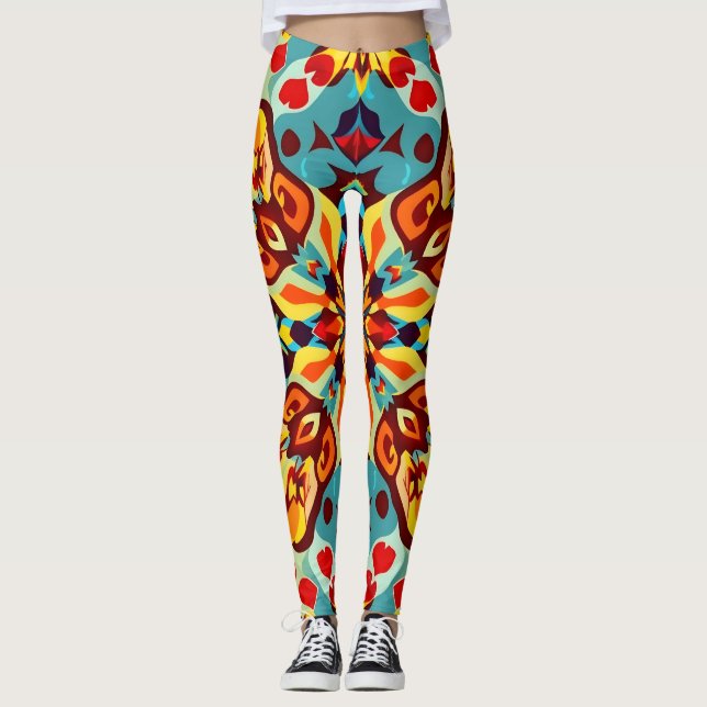 Leggings de décor vibreux - Motif symétrique (Devant)