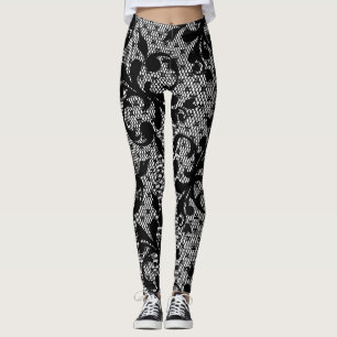 Leggings de dentelle de couleur noire victorienne